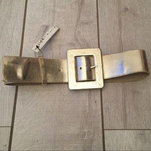 Alice + Olivia Gold leather wide belt Size Medium